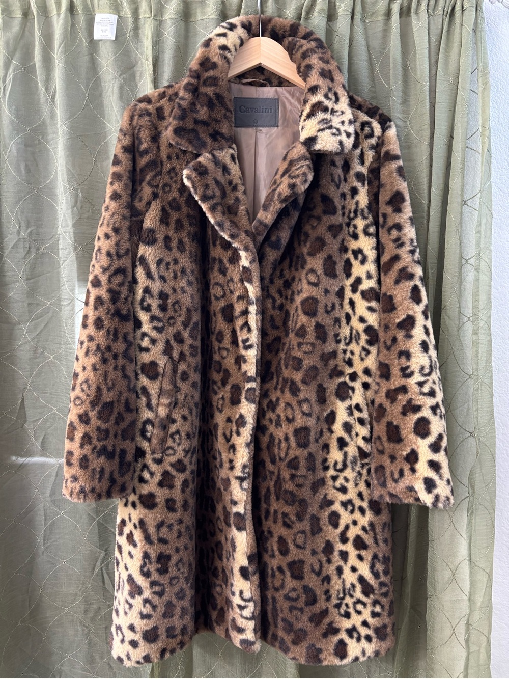Cavalini Leopard Print Faux Fur Teddy Coat - Brown & Black